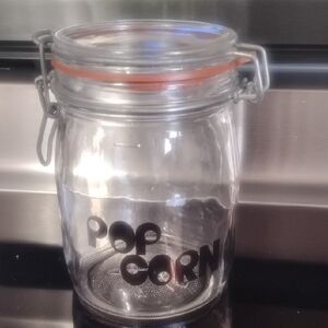 Glass Popcorn Storage Jar with Orange Seal